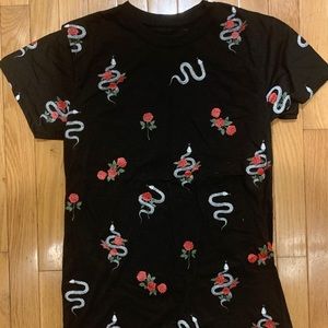 DEAL 2 for 15 || Rose and Snake Black T-Shirt